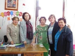 Five FEMU project group leaders standing behind a desk in a project room