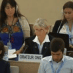 Stacy Dry Lara speaking at a United Nations session