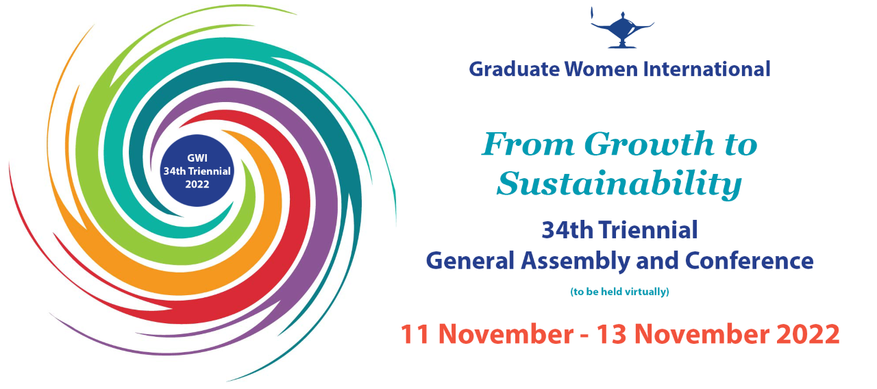Banner for the GWI 34th Triennial General Assembly and Conference, From Growth to Sustainability, held virtually 11-13 November 2022